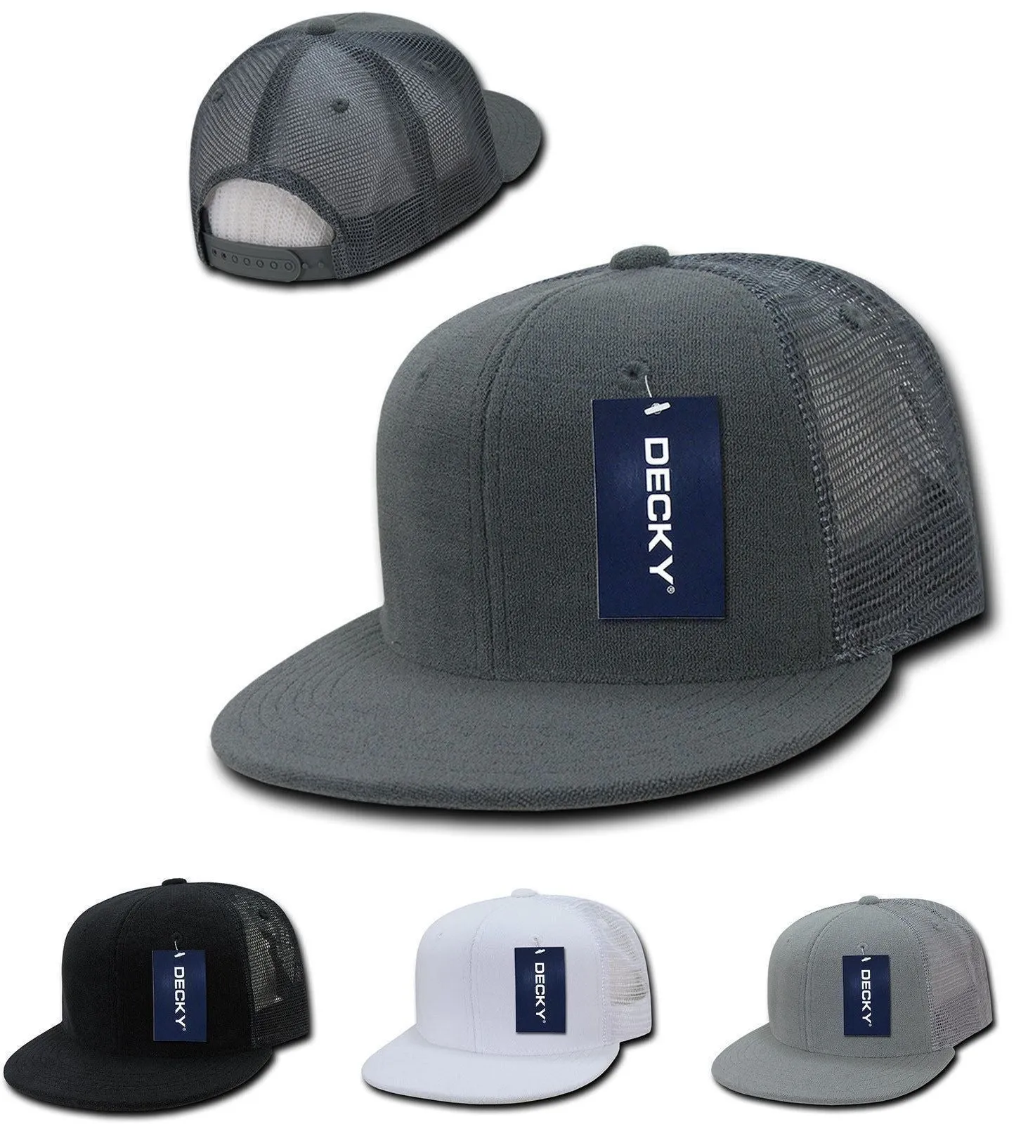 1 Dozen Flat Bill Terry 6 Panel Trucker Hats Caps High Crown Snapback Wholesale Lots