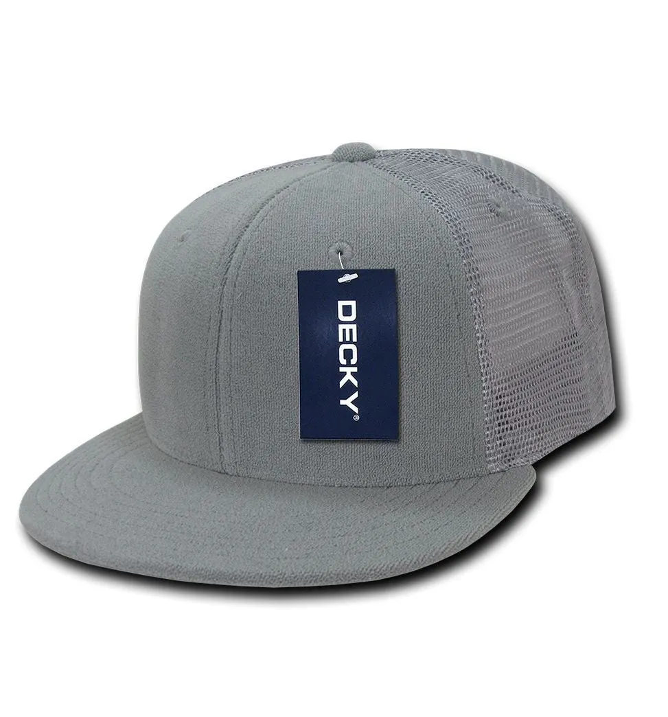 1 Dozen Flat Bill Terry 6 Panel Trucker Hats Caps High Crown Snapback Wholesale Lots