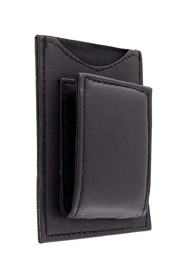 3 5/8" Black, Magnet Money Clip/Card Case, Leather, #M-1445