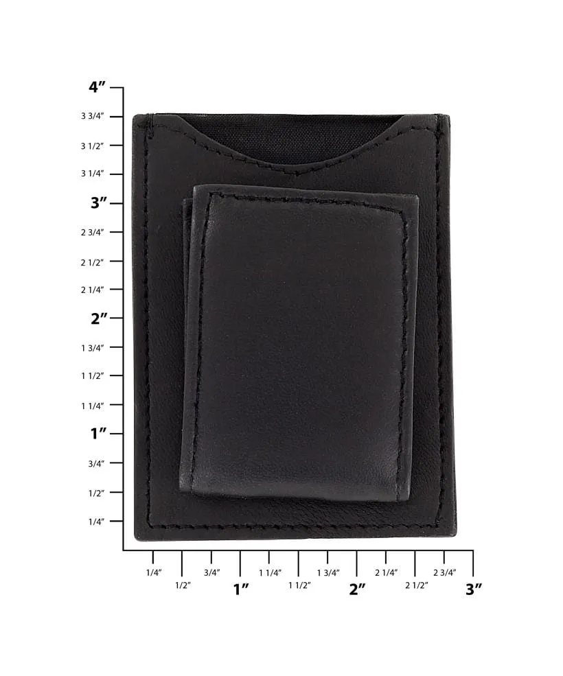 3 5/8" Black, Magnet Money Clip/Card Case, Leather, #M-1445