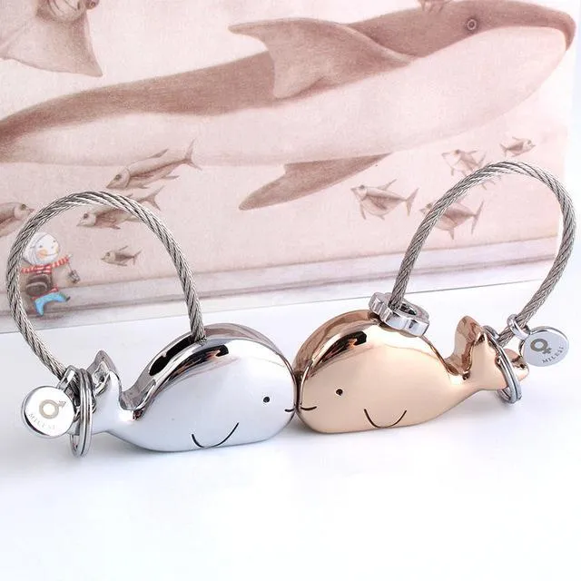 3D Whale Bag Pendant Trinket Key Ring for Lovers & Couples Gift