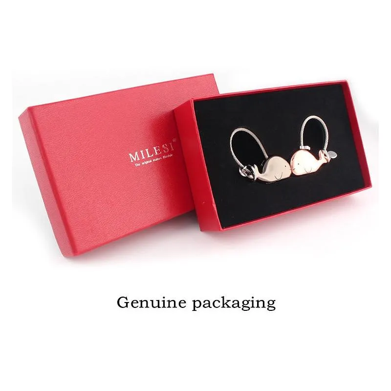 3D Whale Bag Pendant Trinket Key Ring for Lovers & Couples Gift