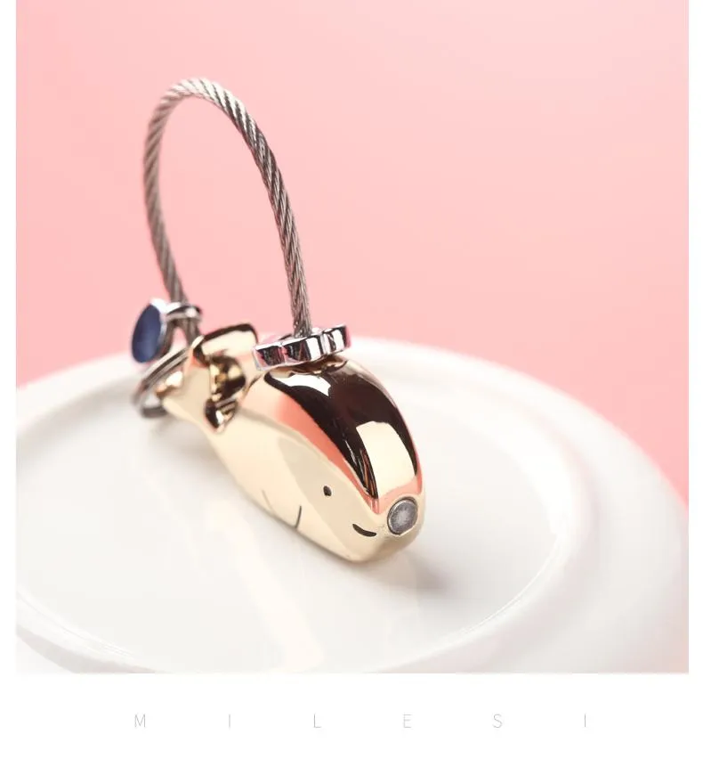 3D Whale Bag Pendant Trinket Key Ring for Lovers & Couples Gift