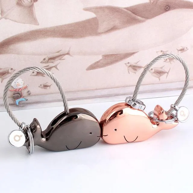 3D Whale Bag Pendant Trinket Key Ring for Lovers & Couples Gift