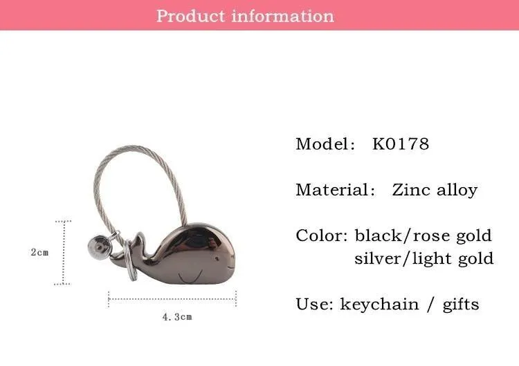 3D Whale Bag Pendant Trinket Key Ring for Lovers & Couples Gift