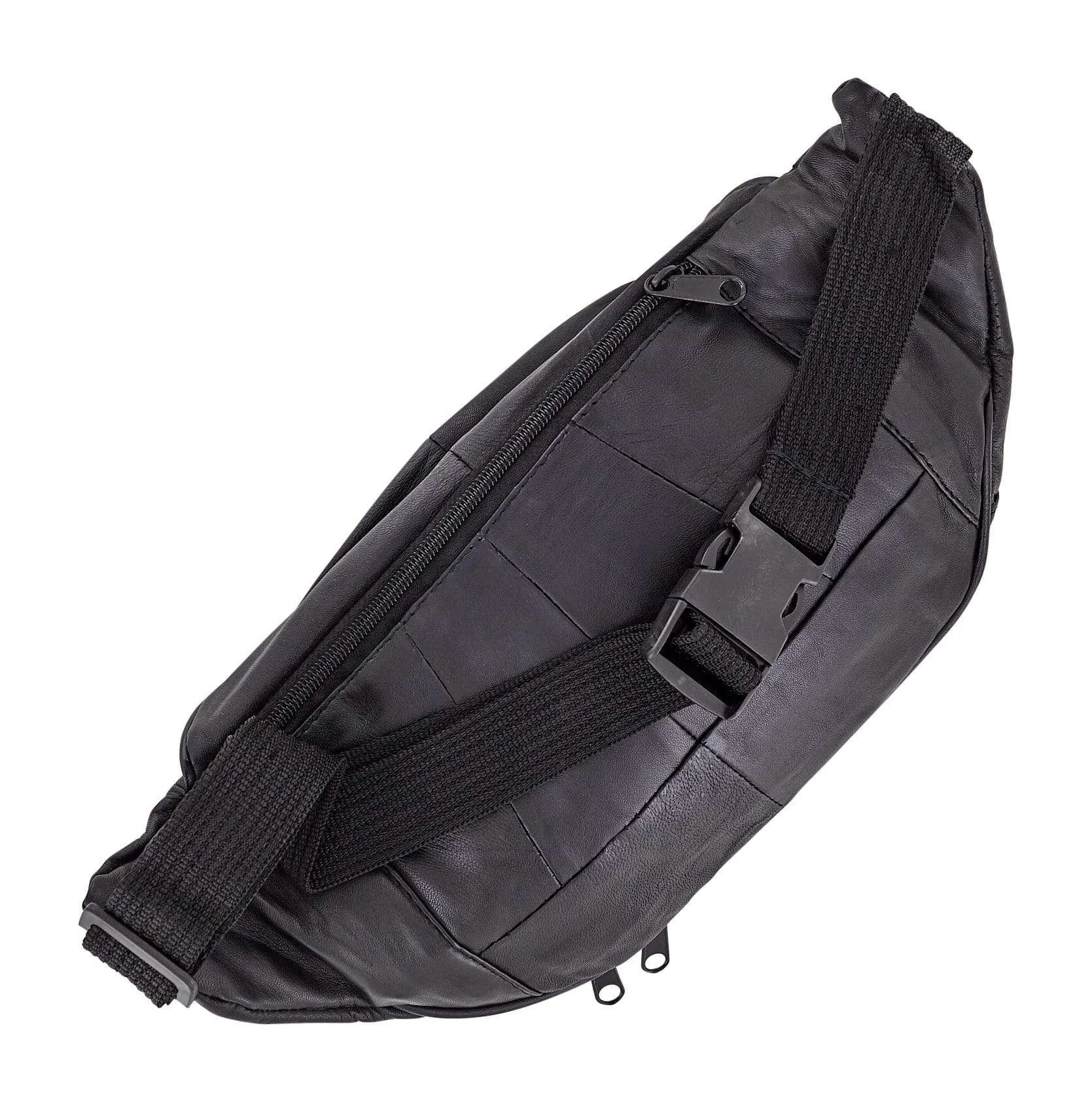 9" Black, Large Fanny Pack, Leather, #M-1437
