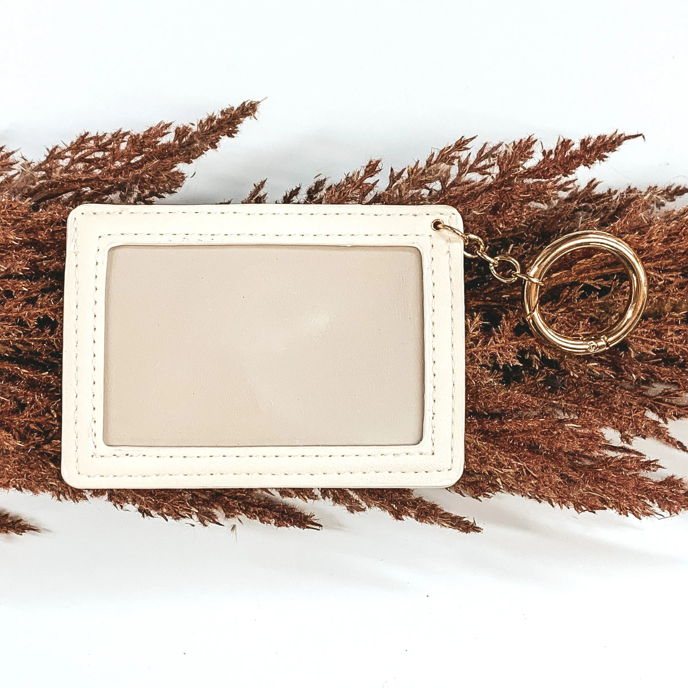 A Little Boujee ID and Card Holder Keychain in Ivory