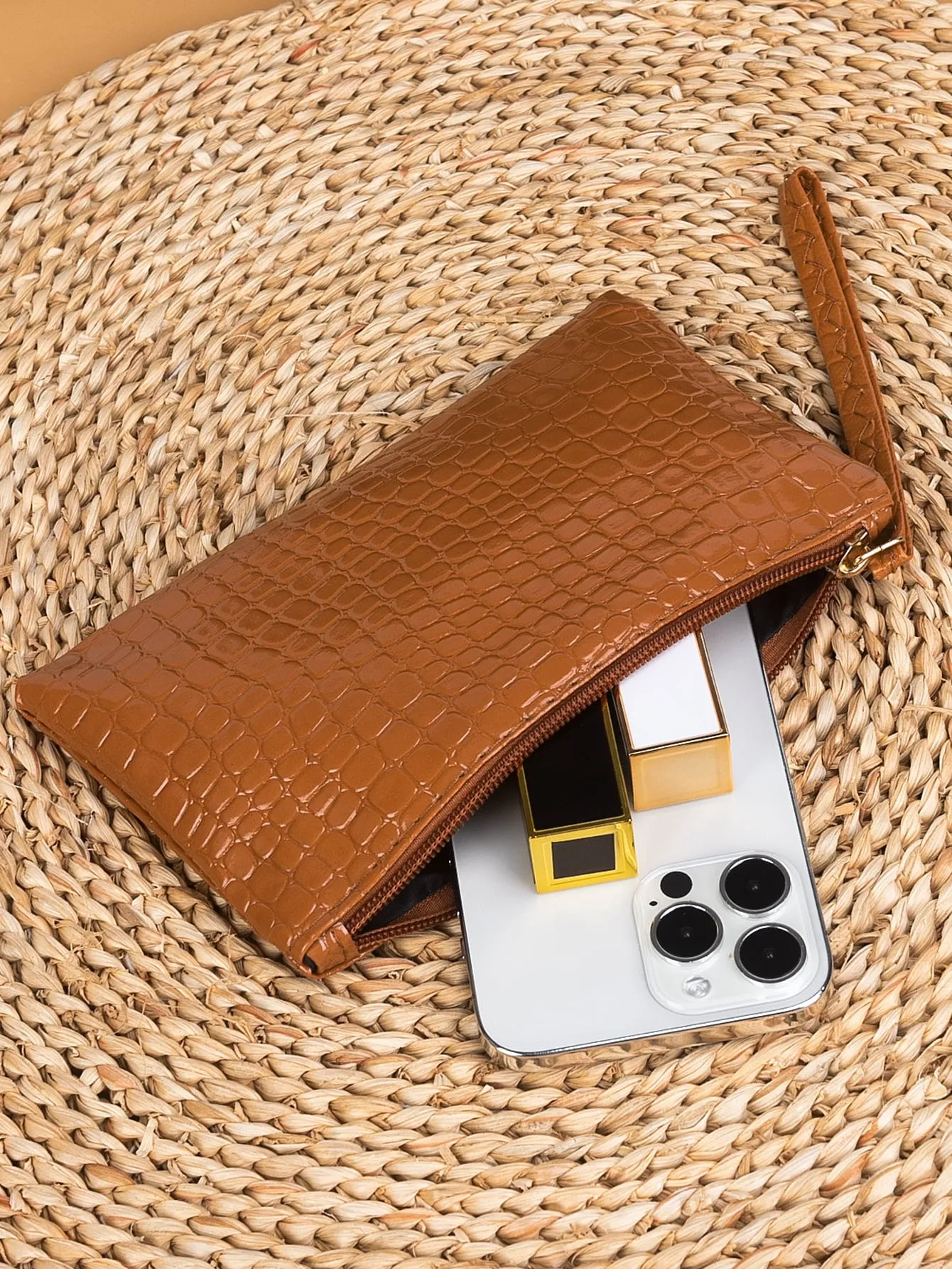 Animal Pattern Brown Zipper Coin Purse Mini Bag Change Pouch Small Coin Case
