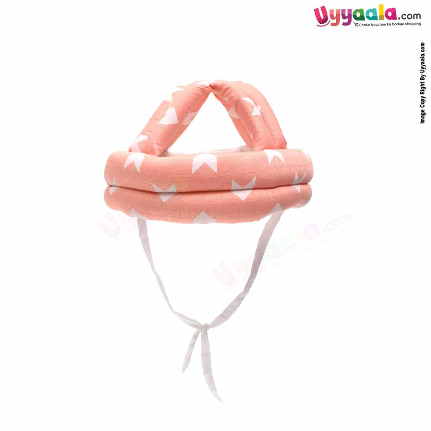 Baby Safety Helmet for Bump Free Protection with 100% Cotton , Arrows Print,12-36m Age - Peach