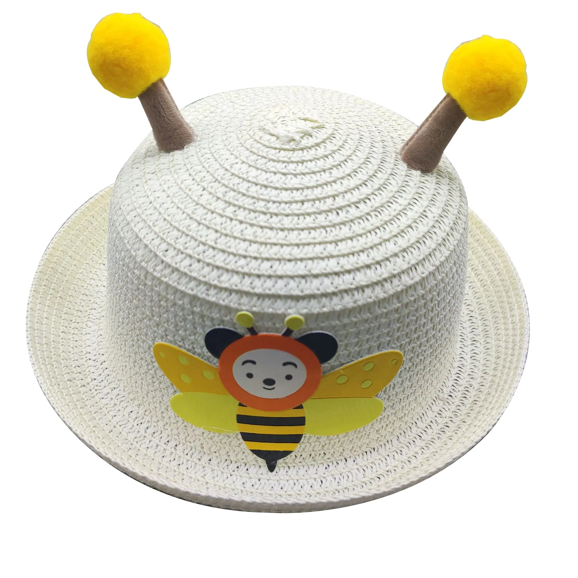 Babymoon Bee Baby Summer Spring Kids Cap with String | 2-8 Years | White