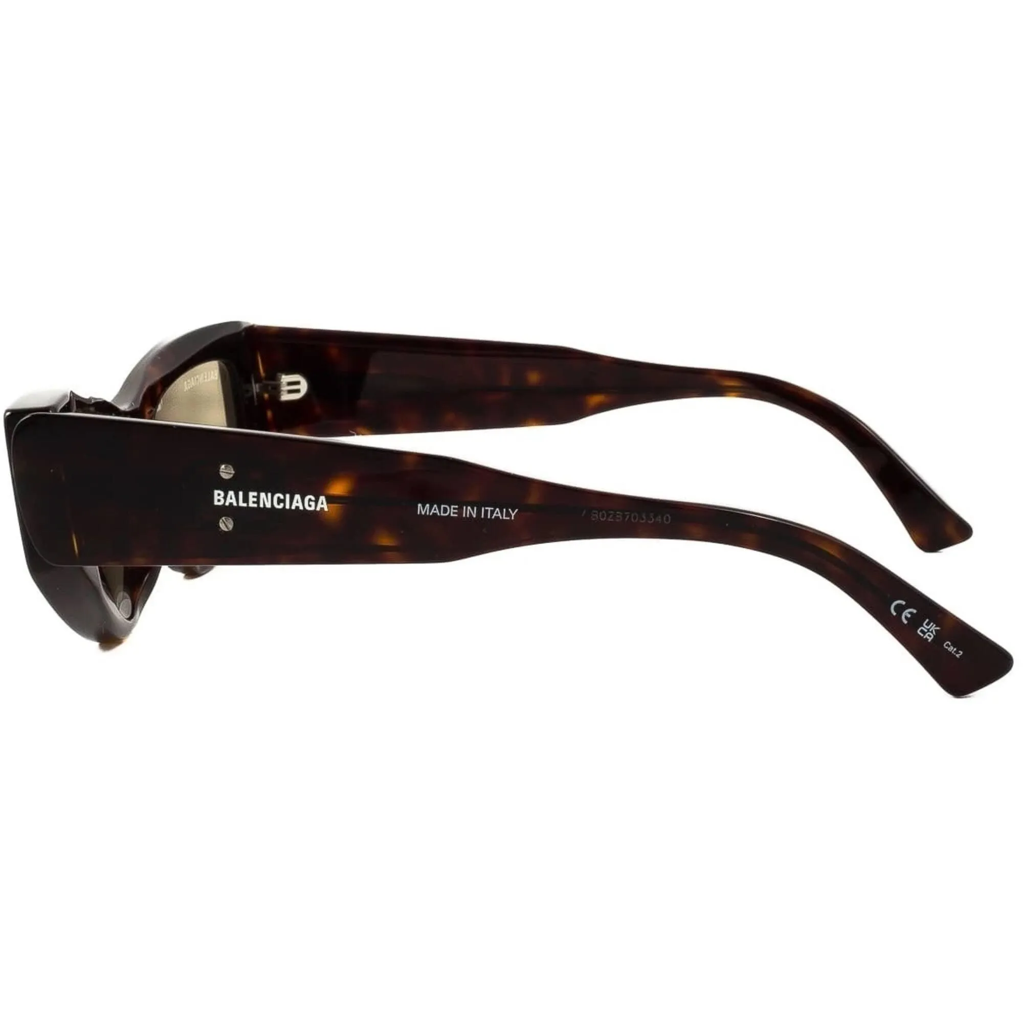 Balenciaga Women's Sunglasses - Havana Acetate Cat Eye Frame Green Lens | BB0243S 002