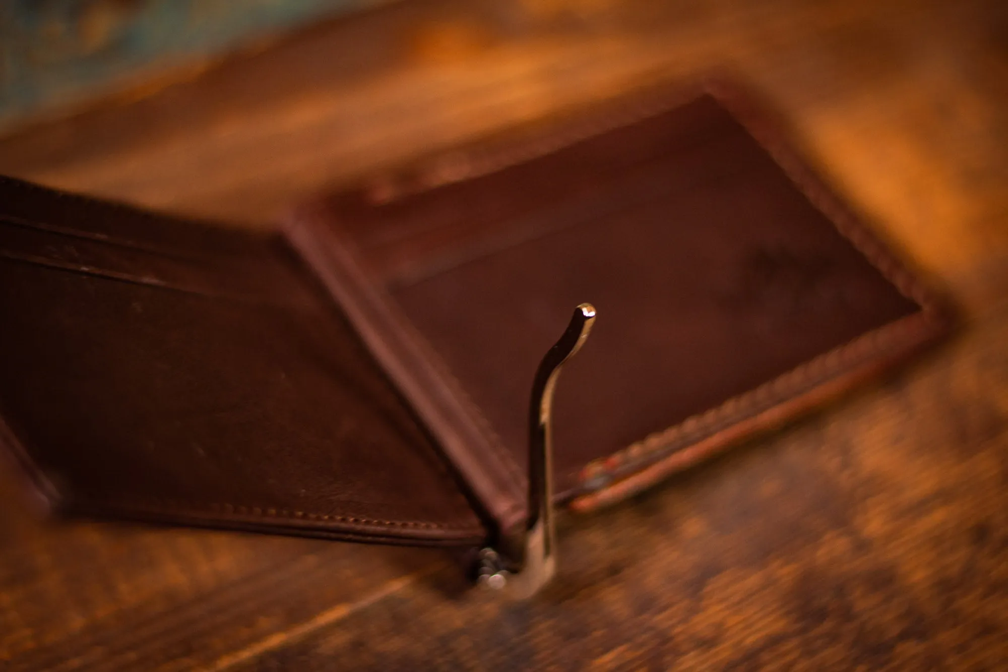 Beard Silhouette - Money Clip - Tooled Leather Minimalist Wallet