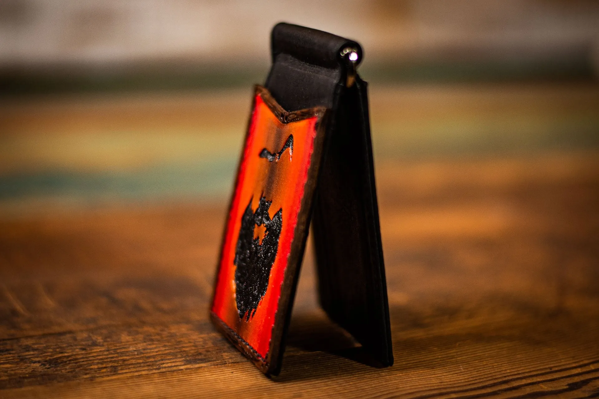 Beard Silhouette - Money Clip - Tooled Leather Minimalist Wallet