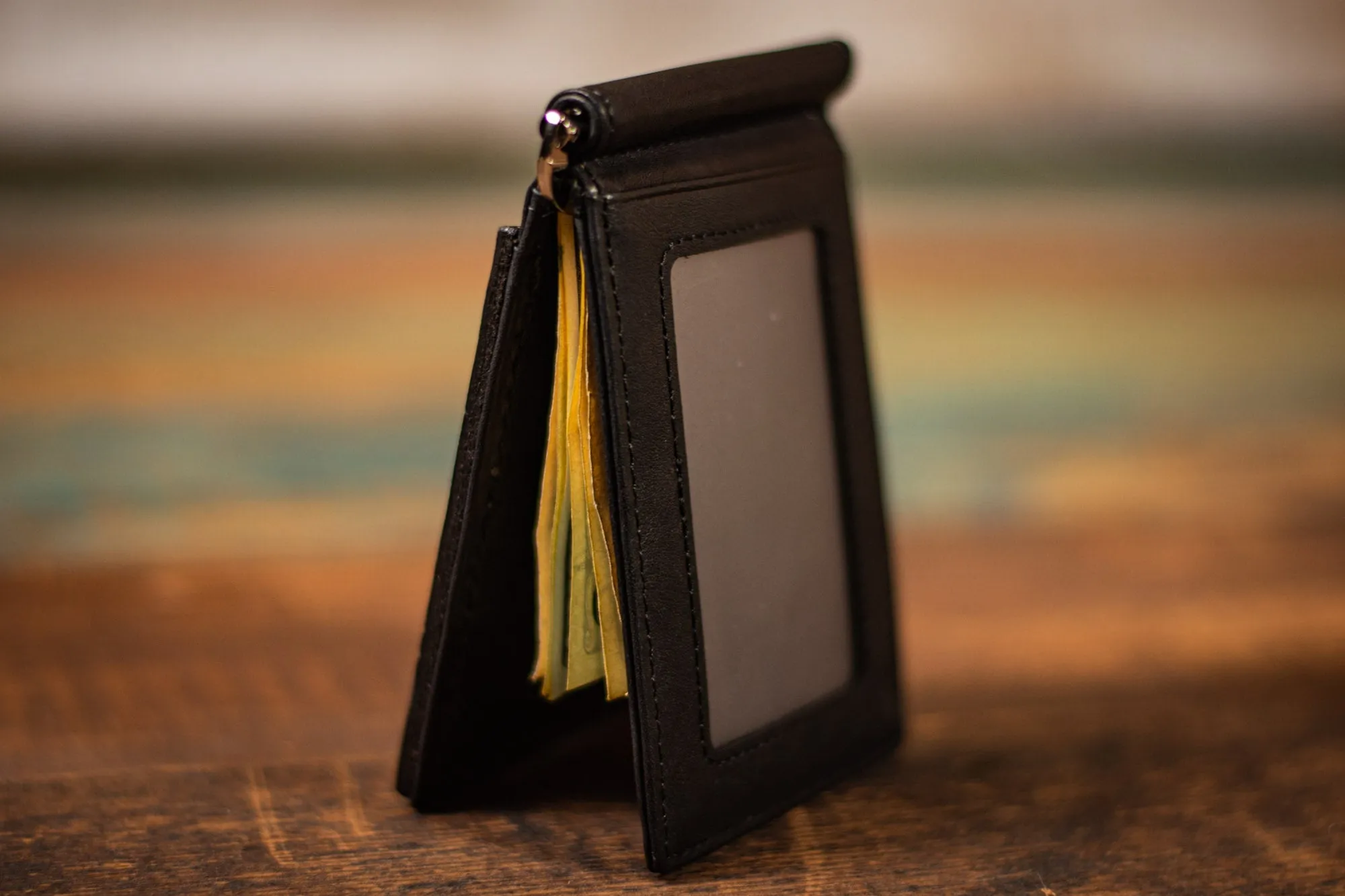 Beard Silhouette - Money Clip - Tooled Leather Minimalist Wallet