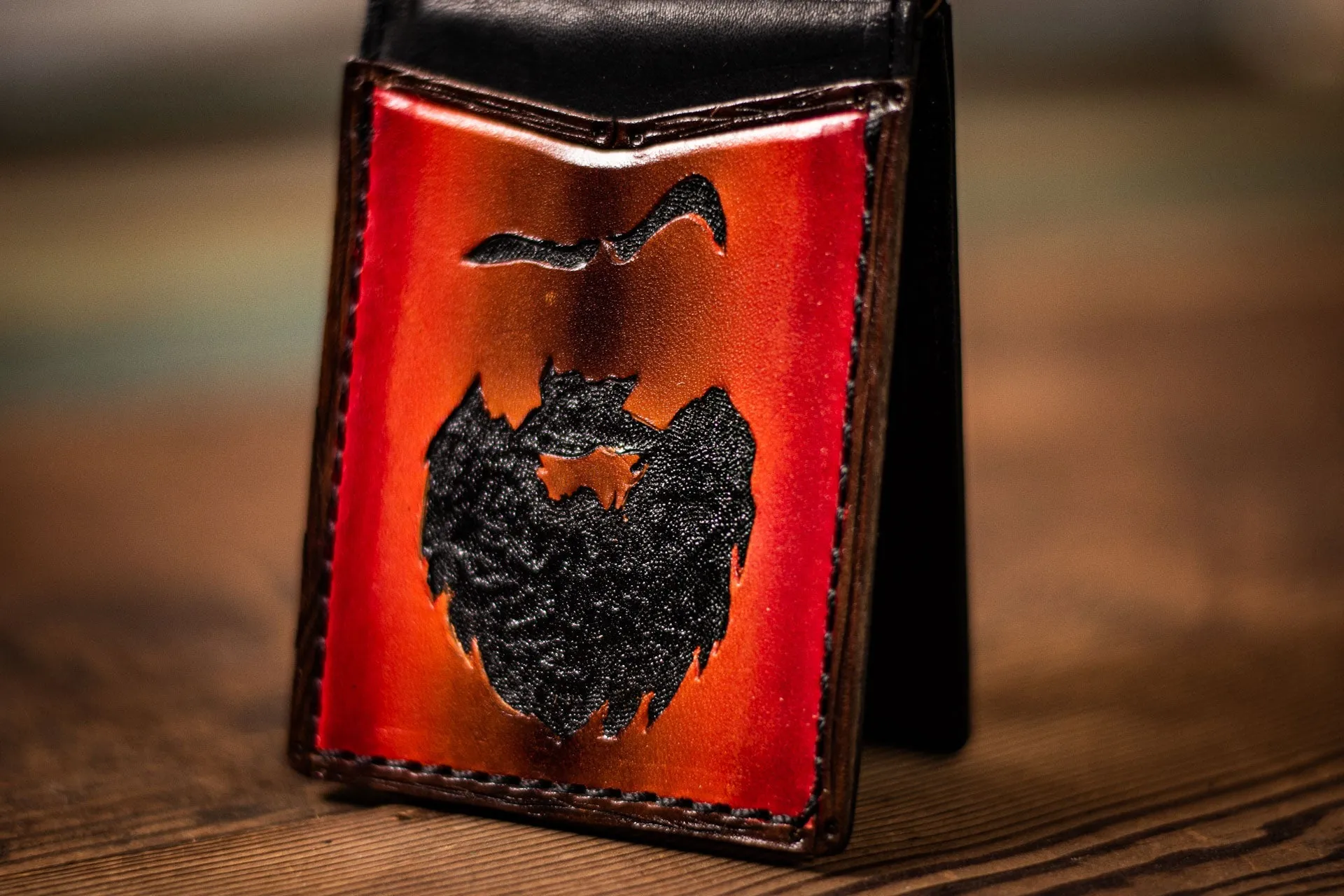 Beard Silhouette - Money Clip - Tooled Leather Minimalist Wallet