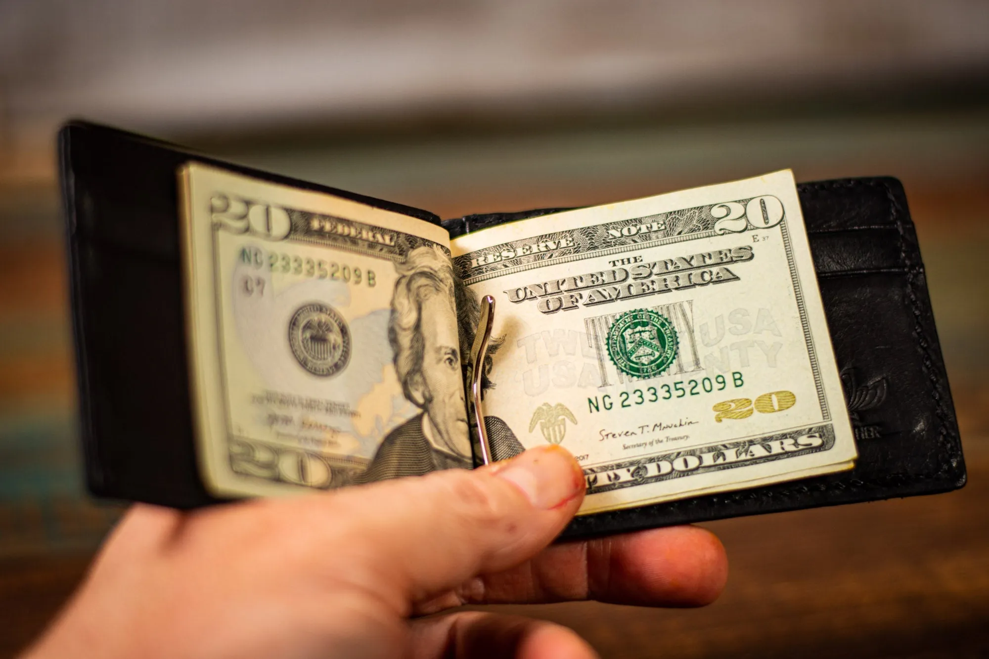 Beard Silhouette - Money Clip - Tooled Leather Minimalist Wallet