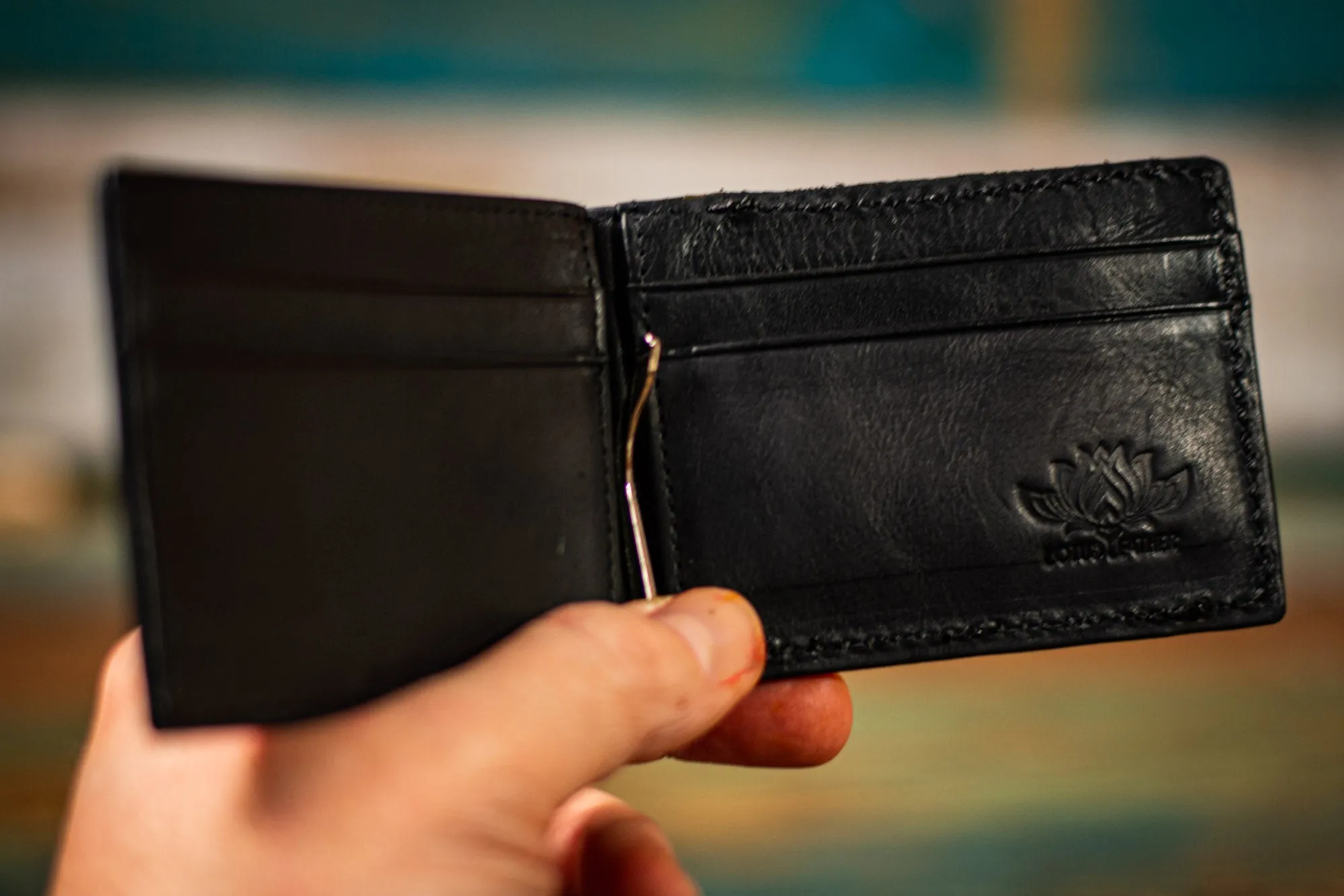 Beard Silhouette - Money Clip - Tooled Leather Minimalist Wallet