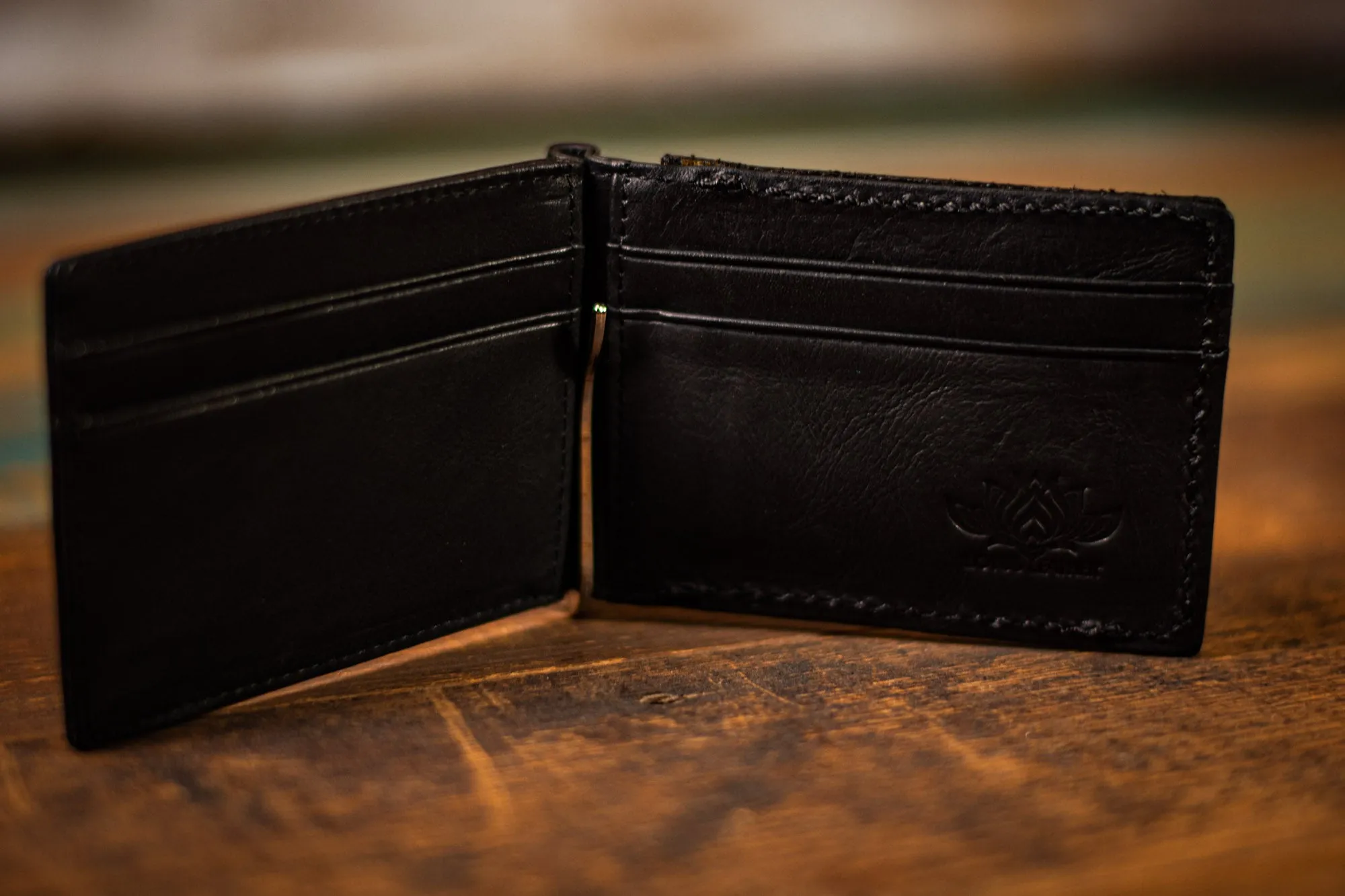 Beard Silhouette - Money Clip - Tooled Leather Minimalist Wallet