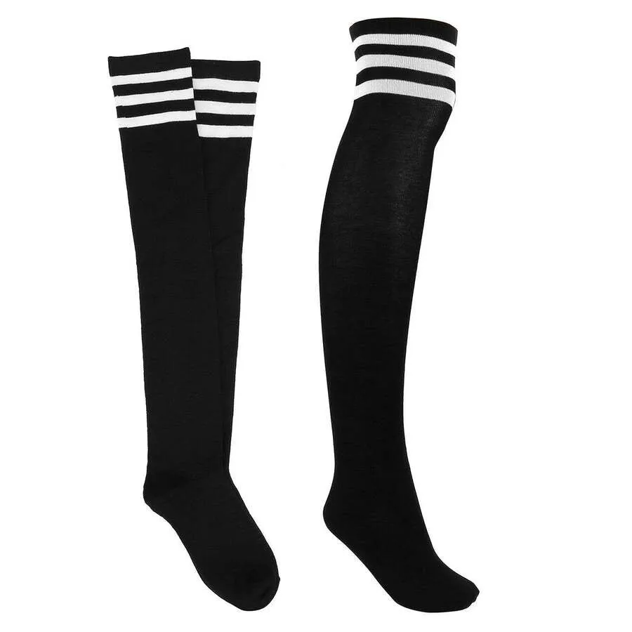 Black Striped Knee High Socks