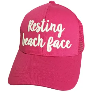BT-10 Resting Beach Face Hot Pink 3D Magic Thread Pony Caps