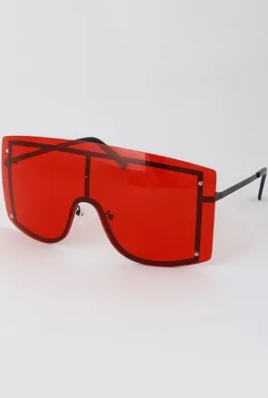 Candy Coated Flat Top Shield Sunglasses