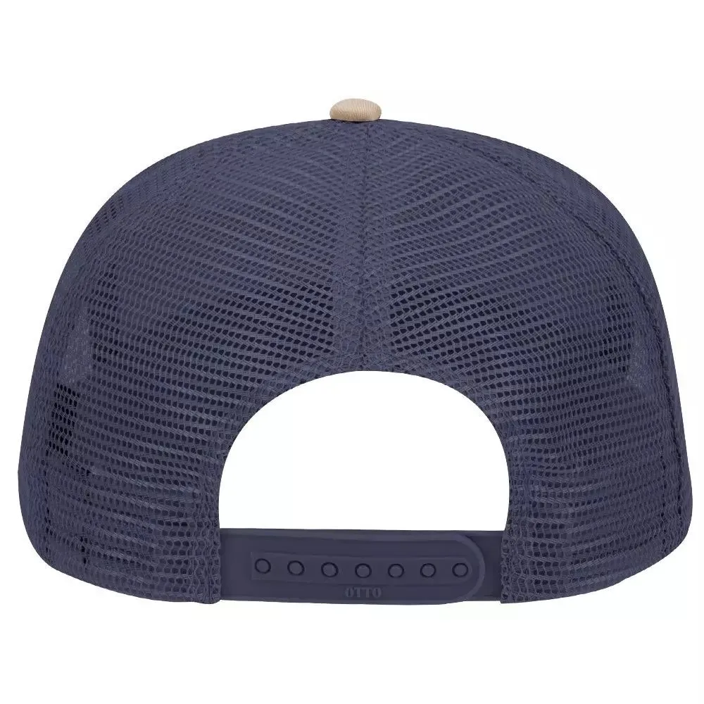 Cotton Blend Twill Five Panel Mid Profile Style Mesh Back Trucker Hat