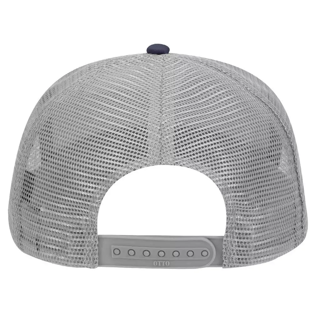 Cotton Blend Twill Five Panel Mid Profile Style Mesh Back Trucker Hat