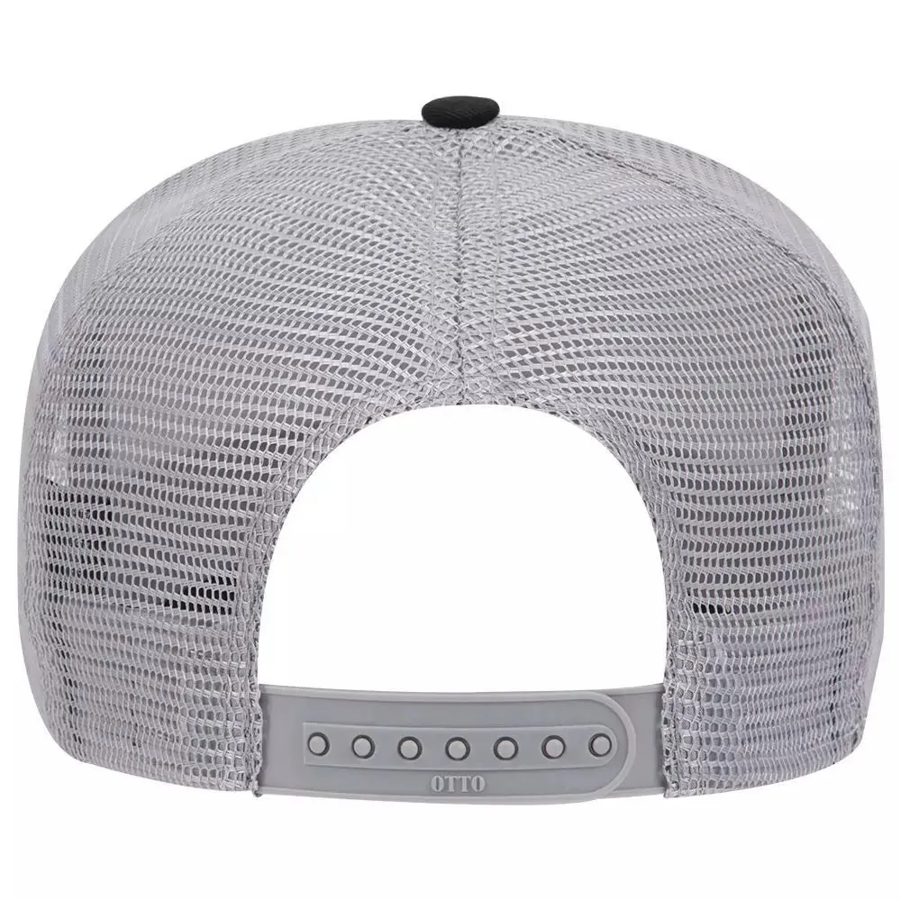 Cotton Blend Twill Five Panel Mid Profile Style Mesh Back Trucker Hat