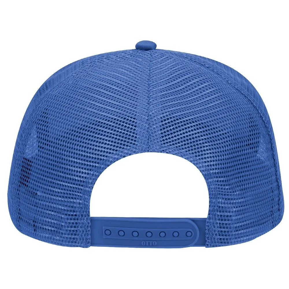 Cotton Blend Twill Five Panel Mid Profile Style Mesh Back Trucker Hat