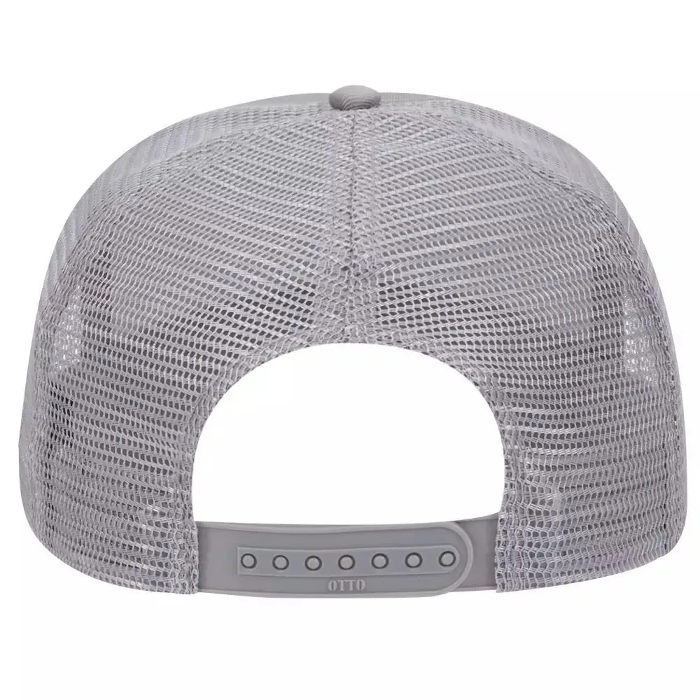 Cotton Blend Twill Five Panel Mid Profile Style Mesh Back Trucker Hat
