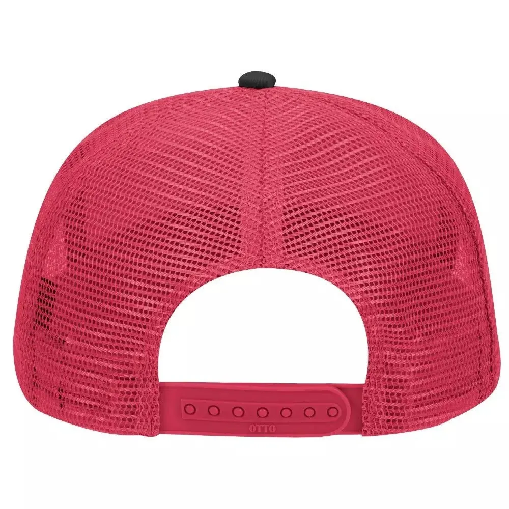 Cotton Blend Twill Five Panel Mid Profile Style Mesh Back Trucker Hat