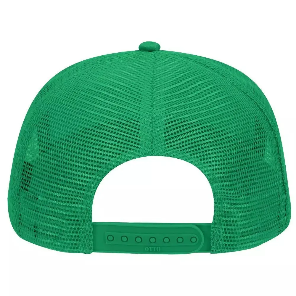 Cotton Blend Twill Five Panel Mid Profile Style Mesh Back Trucker Hat