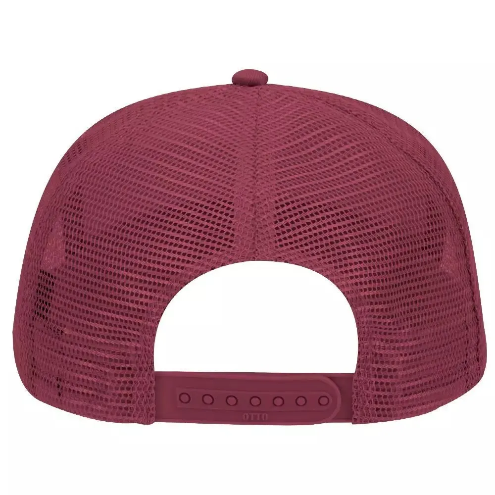 Cotton Blend Twill Five Panel Mid Profile Style Mesh Back Trucker Hat