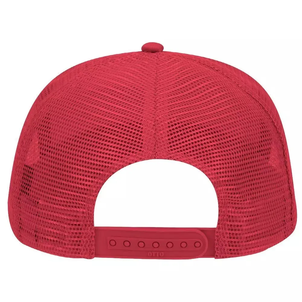 Cotton Blend Twill Five Panel Mid Profile Style Mesh Back Trucker Hat