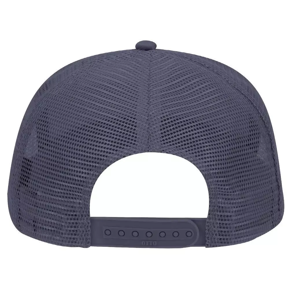 Cotton Blend Twill Five Panel Mid Profile Style Mesh Back Trucker Hat