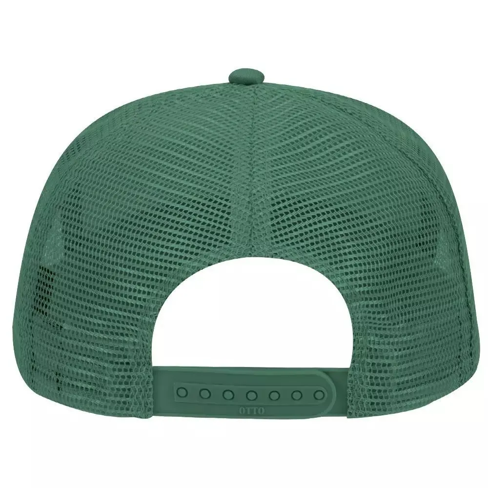 Cotton Blend Twill Five Panel Mid Profile Style Mesh Back Trucker Hat