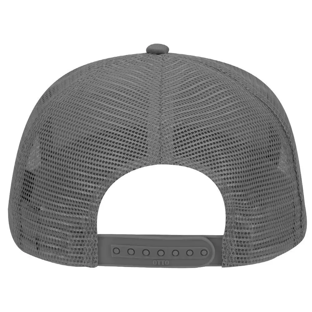 Cotton Blend Twill Five Panel Mid Profile Style Mesh Back Trucker Hat