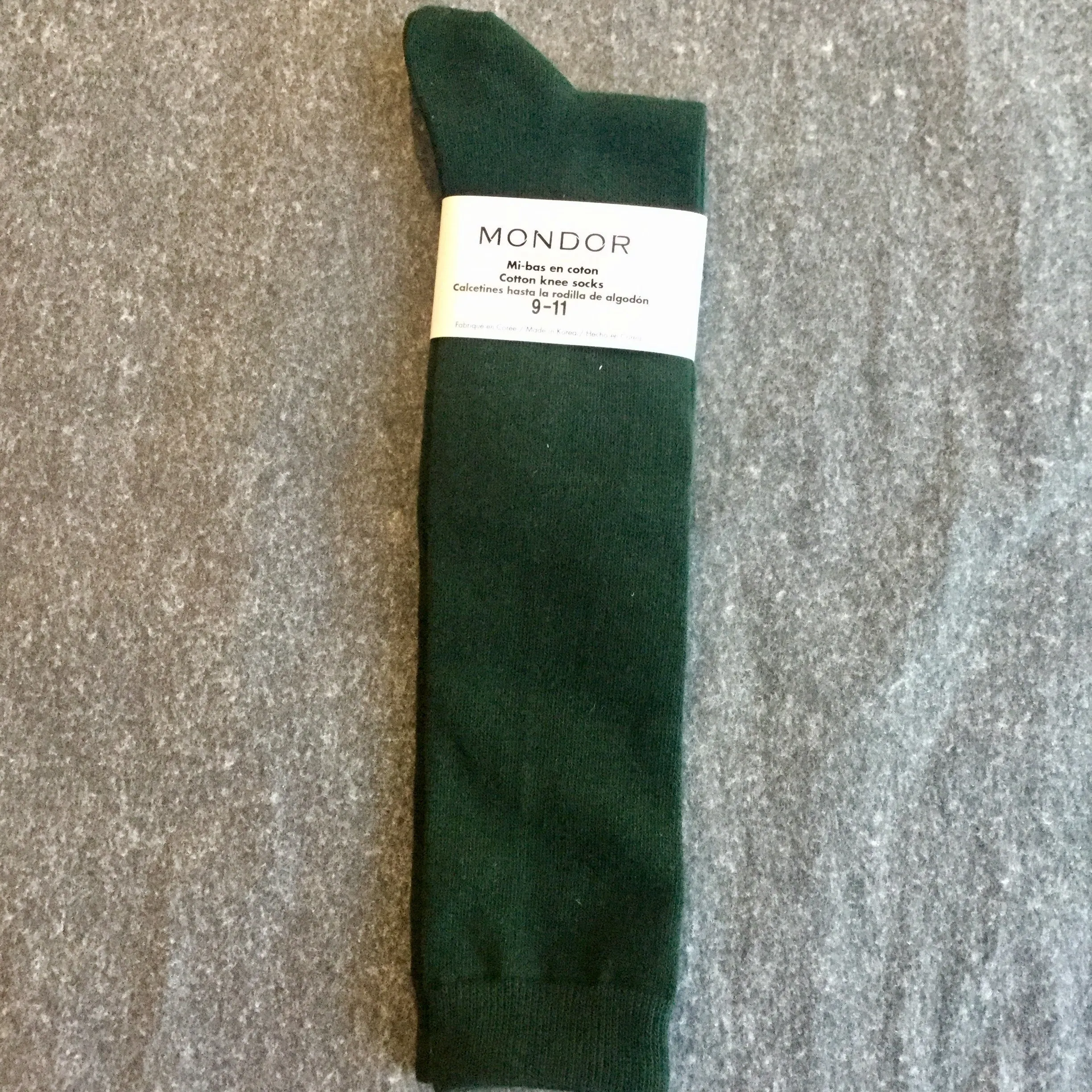 Cotton Knee Socks - Black, White   Hunter Green