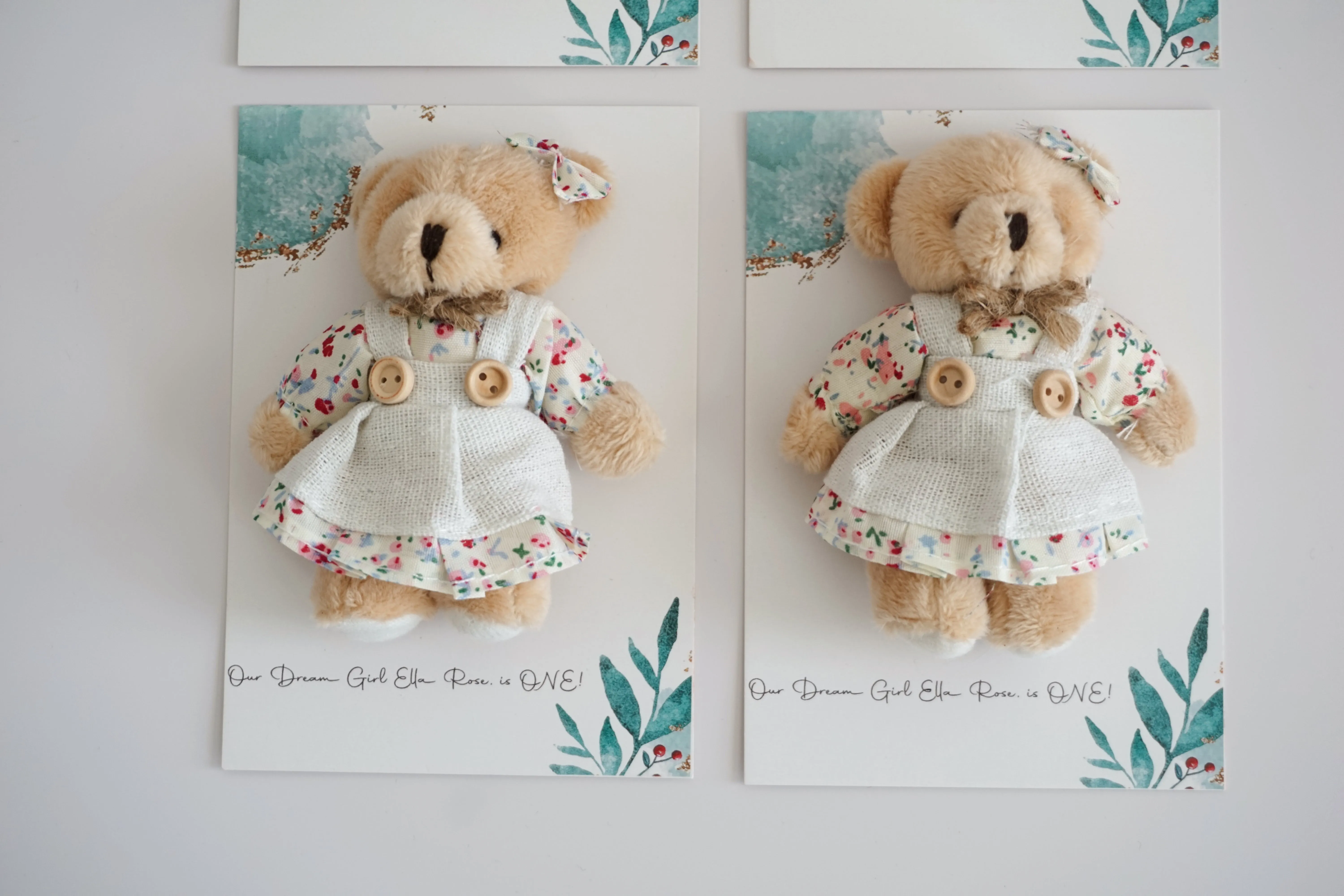 Custom Plush Girl Teddy Bear Keychain - Personalized Baby Shower Favors and Baptism Gift