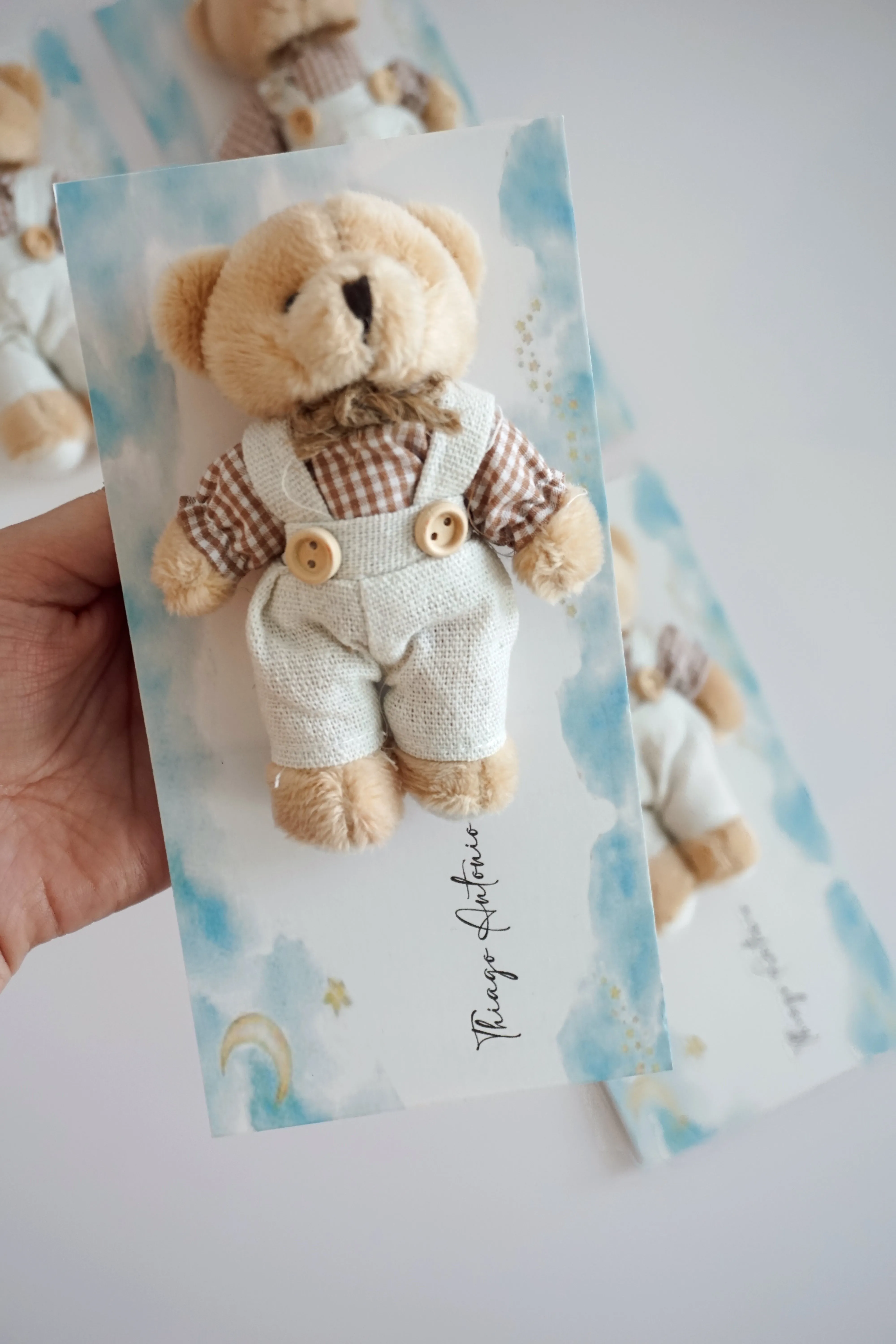 Custom Plush Girl Teddy Bear Keychain - Personalized Baby Shower Favors and Baptism Gift
