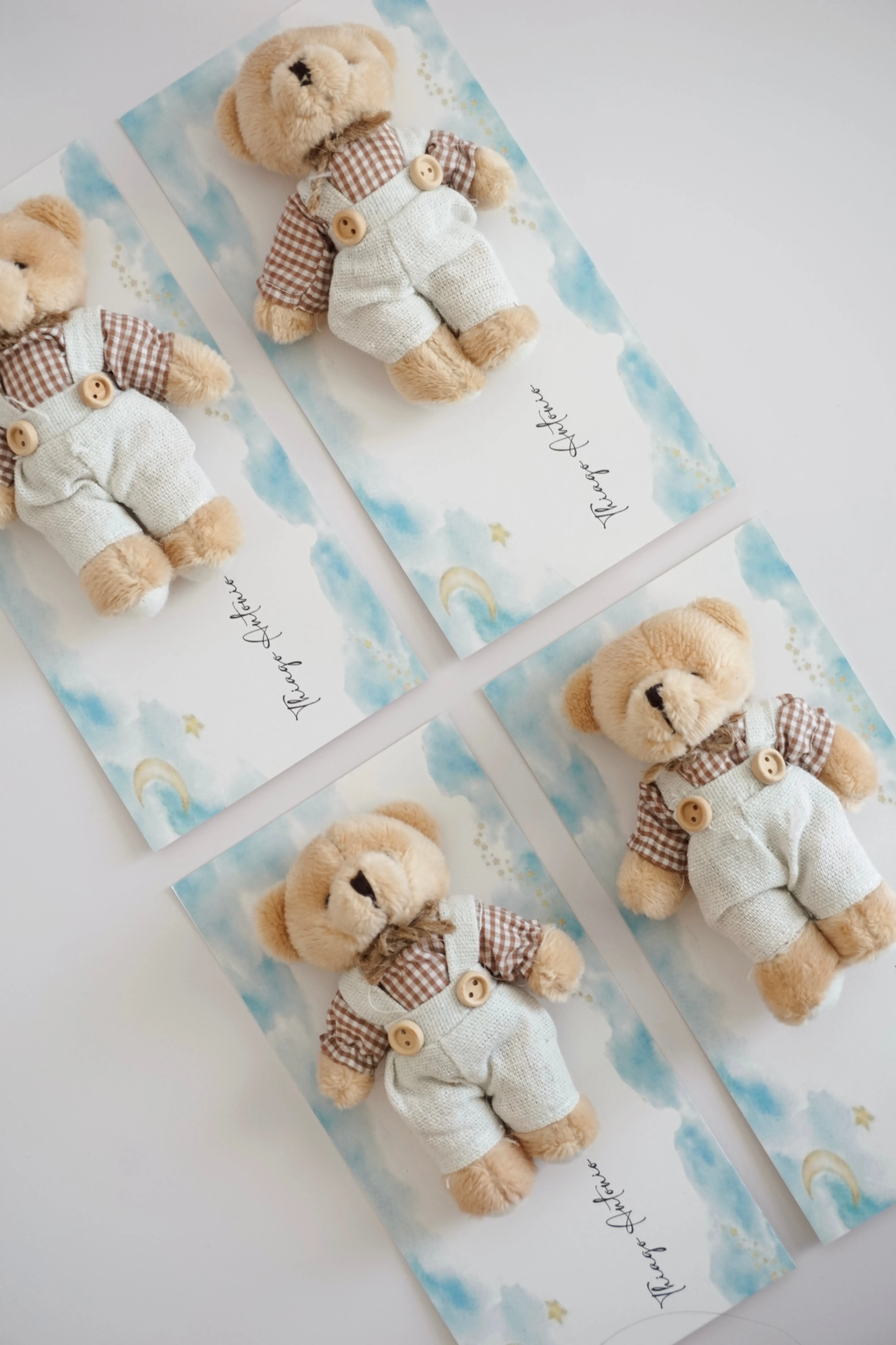 Custom Plush Girl Teddy Bear Keychain - Personalized Baby Shower Favors and Baptism Gift