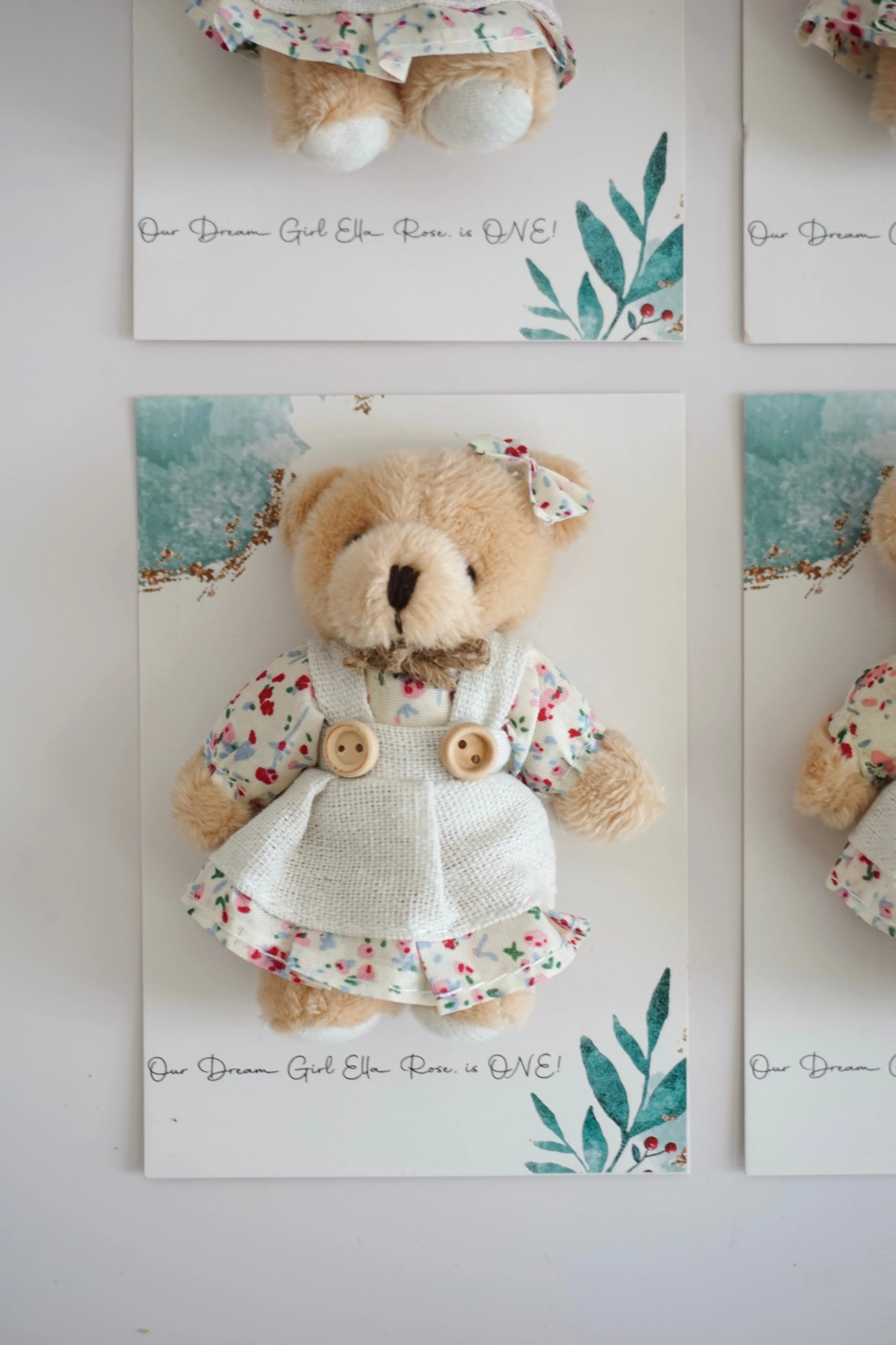 Custom Plush Girl Teddy Bear Keychain - Personalized Baby Shower Favors and Baptism Gift