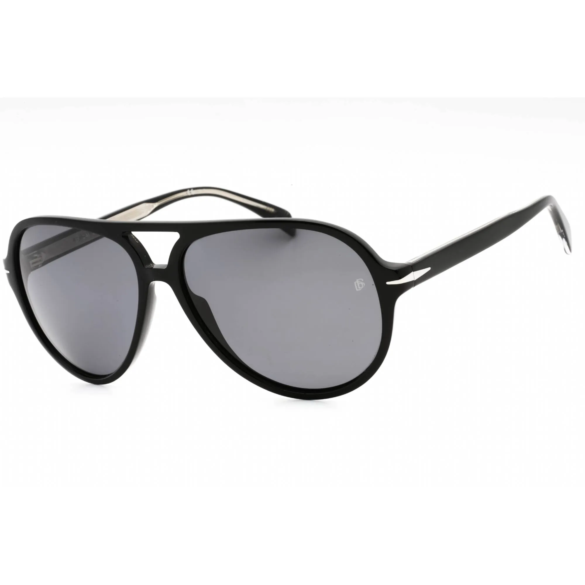 David Beckham Men's Sunglasses - Black Aviator Acetate Frame Grey Lens | DB 1091/S 807