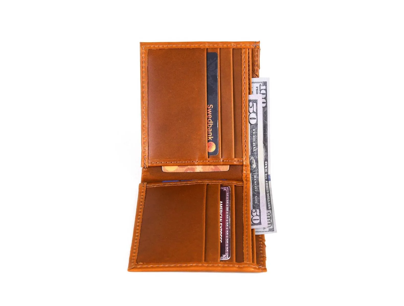 Detroit  Leather Bi-fold Mens Wallet - Chestnut
