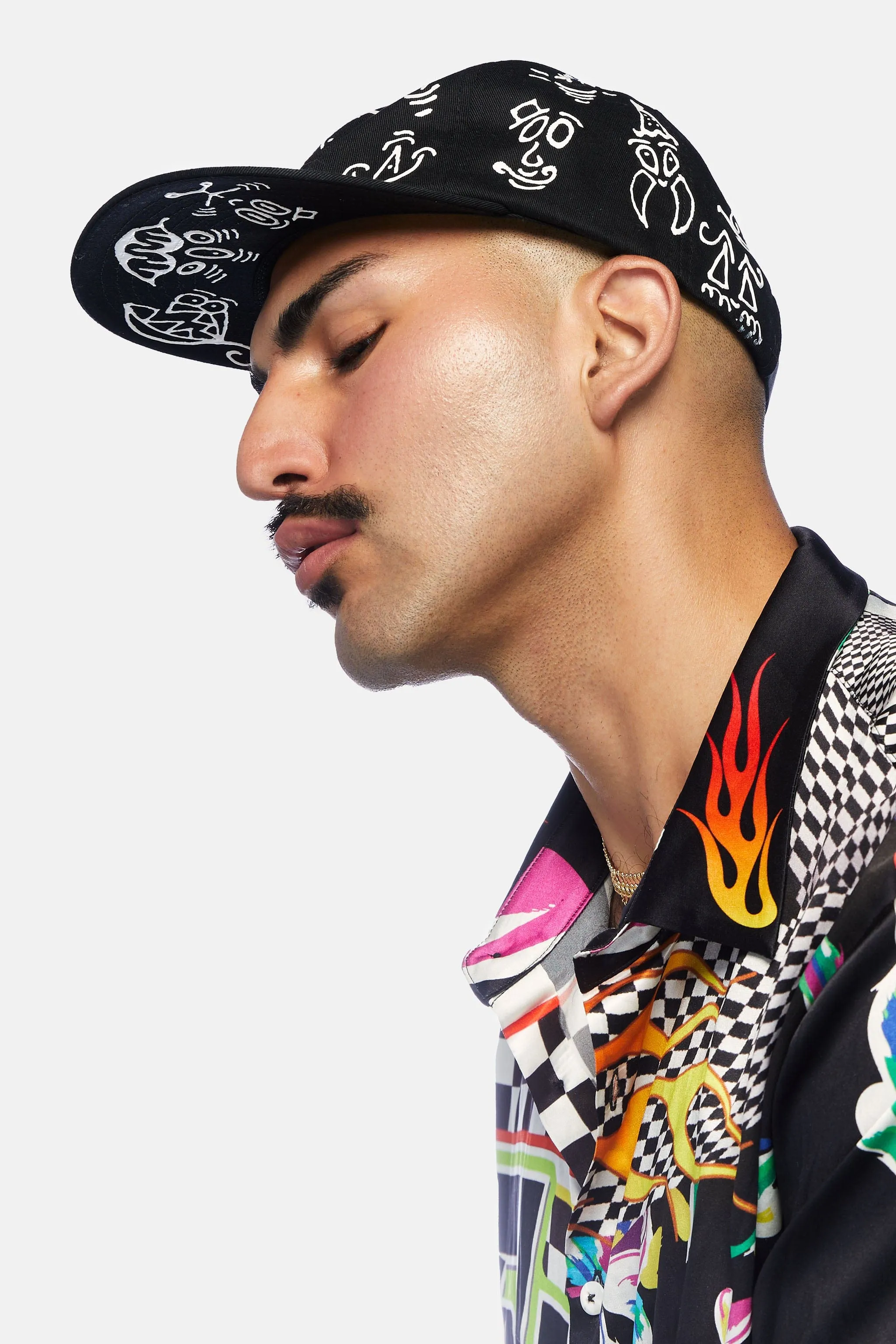 Doodle Cotton Baseball Cap in Black