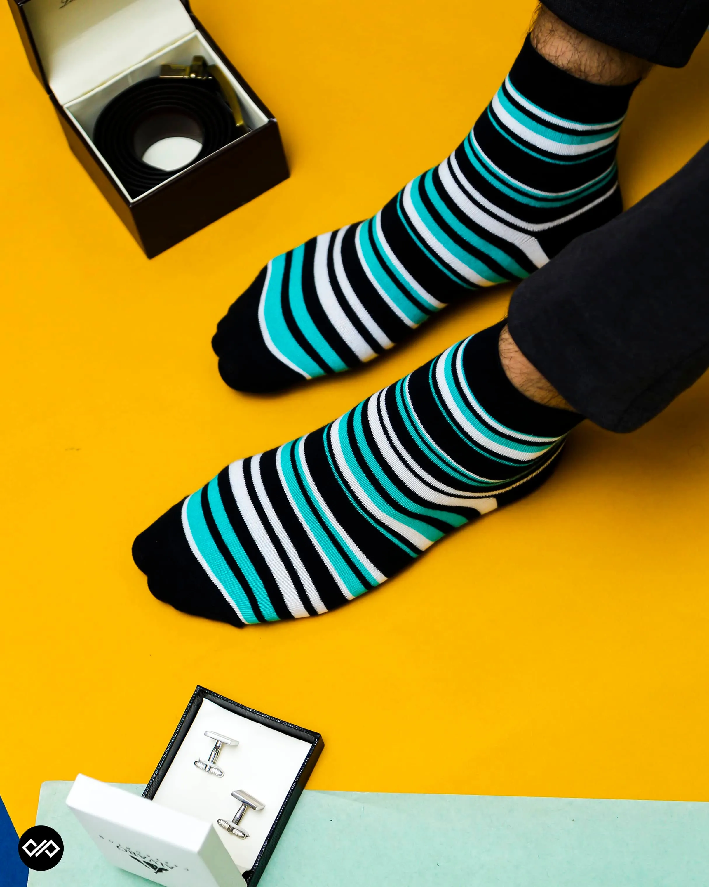 Dynamic Striped Cotton Socks - Pack of 4 in Vibrant Hues