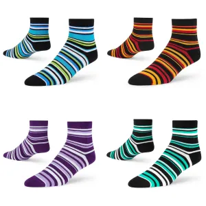 Dynamic Striped Cotton Socks - Pack of 4 in Vibrant Hues