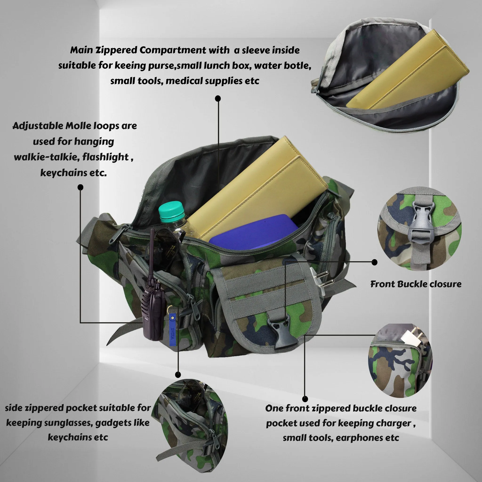 F Gear Trail Woodland Camo Sports Waist Bag (3673)