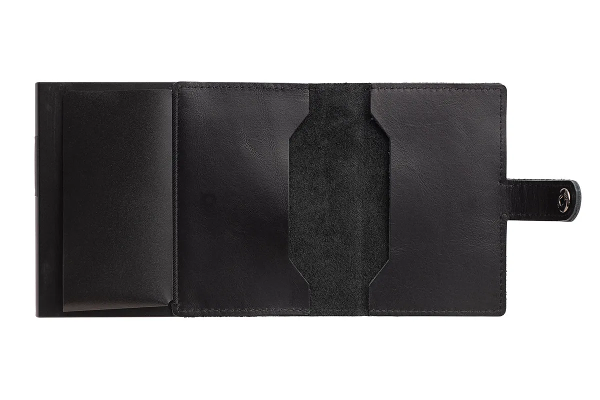 Galway Crystal Black Leather Card Holder Wallet - Engravable