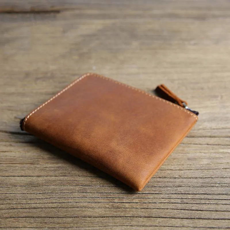 Genuine Leather Male Purse Crazy Horse Handmade Money Bag